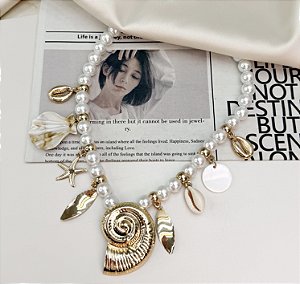 Colar ZAMBIA mix conchas e dourado