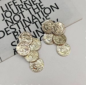 Brinco AZIEL medalhas folheada a ouro