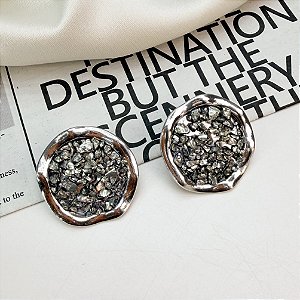 Brinco LIBRE boton redondo DRUZA folheada a prata
