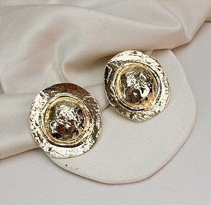 Max brinco PIECE botton martelado folheado a ouro