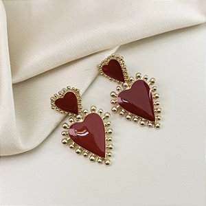 Brinco LOVE coração pingente coração folheada a ouro