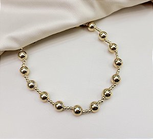 Choker GIL esferas lisas folheada a ouro
