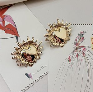 Brinco EROS coração em chamas folheada a ouro