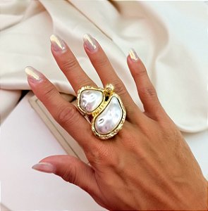 Anel MIRA max geometrico folheado a ouro