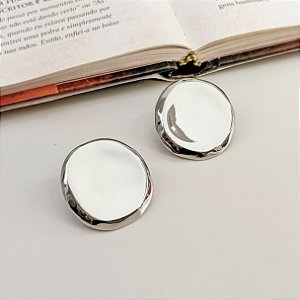 Brinco DRIZELE boton chapada folheada a prata