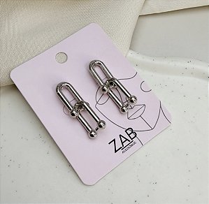 Brinco PARIS G elos inspiração alta joalheria folhada a prata