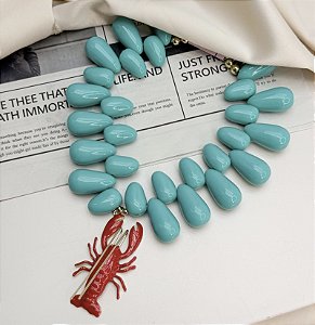 Colar MARESIAS G max turquesa com lagosta