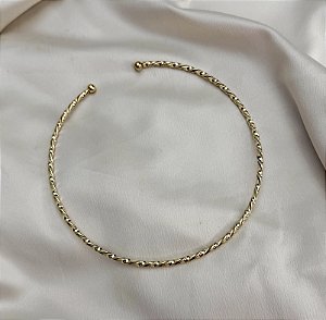 Choker aro CITRINO torcido folheado a ouro