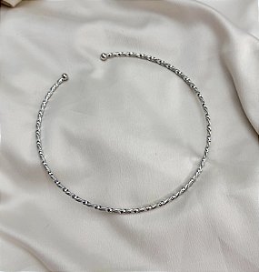 Choker aro CITRINO torcido folheado a prata