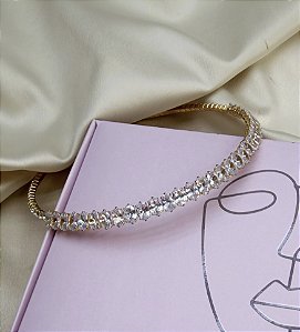 Choker aro AILANI strass premium folheado a ouro