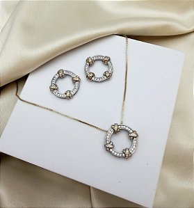 Conjunto FIGI colar veneziana ELO cravejado mix de banhos