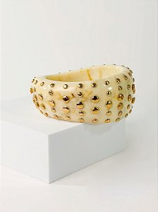 Bracelete ACRÍLICO MAX orgânico no marfim rajado