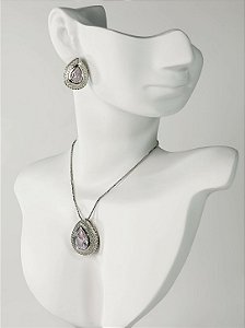 Conjunto SIENA cravejado no colar veneziana folheada a prata