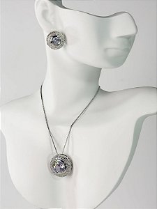 Conjunto TEXAS cravejado no colar veneziana folheada a prata