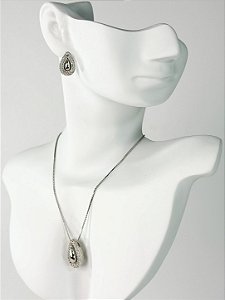 Conjunto SAMIA cravejado no colar veneziana folheada a prata