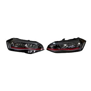 Farol Polo/virtus R Line Gts Led 2017 A 2022 Friso Vermelho