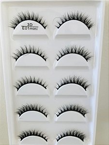 Cartela de Cílios 3D 5 Pares - E01 Mini