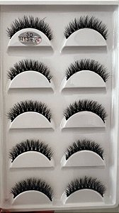 Cartela de Cílios 3D 5 Pares - H13 Mini