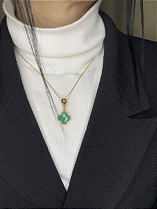 Colar veneziana inspiração van verde cristal