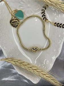 Pulseira inspiração pandora berloque coração