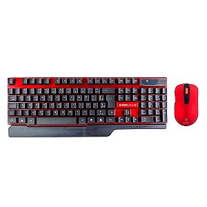 Teclado e Mouse Sem Fio Kross Wireless, USB, ABNT2, Vermelho e Preto - KE-KM553V1 - Kross Elegance