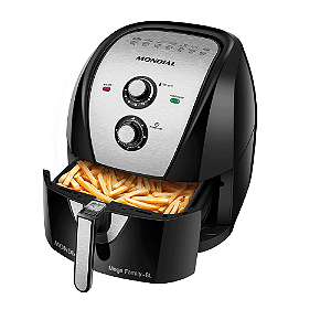 Fritadeira Air Fryer Mondial sem Óleo, Air Fryer, 8L com Timer - AFN-80-BI Preto/ Inox 220V