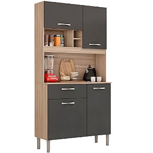 KIT COZINHA DEMOBILE MALTA 04 PTS E 01 GVT AVENA / GRAFITO