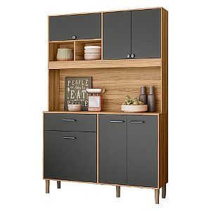 KIT COZINHA NICIOLI ERVA DOCE 1,20M C/ TAMPO 06 PT Freijo/Chumbo