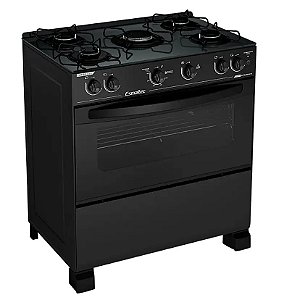 Fogão Esmaltec 5 Bocas Caribe Glass Automático Mesa Vidro Forno 87,8L - Preto - Bivolt