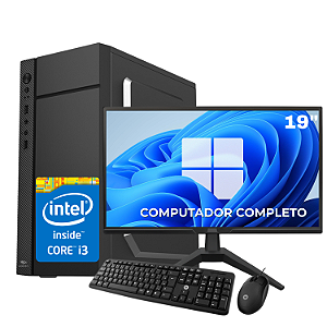 Computador Completo com Monitor, Intel Core i3, SSD 240GB, 8GB RAM e Kit Teclado e Mouse – NexStart