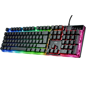 Teclado Gamer Trust GXT 835 RGB Rainbow – 104 teclas, resposta 8 ms, USB Plug & Play