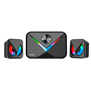 Caixa de Som Multimídia Bright CX004 RGB 11 W com Subwoofer USB – Preto