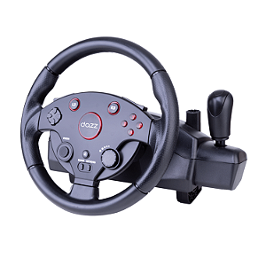 Volante Gamer Dazz Force Driving – PS4/PS3/PC/Xbox One/Xbox 360, com pedais, vibração, USB, preto