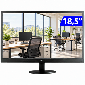 Monitor AOC 18,5″ HD 60Hz HDMI VGA E970SWHNL para Escritório e Home Office