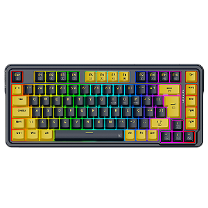Teclado Mecânico Gamer Redragon Elf RGB 75% ABNT2 Melt Gold Preto e Amarelo K649PY-RGB PT