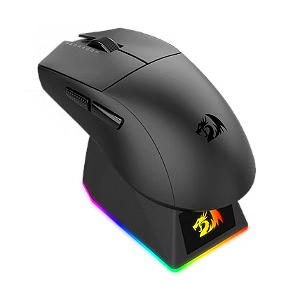 Mouse Gamer Redragon K1NG Ultra M999, Sem Fio, 45000 DPI, 55g, Base Magnética RGB, Preto