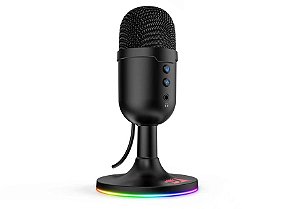 Microfone Gamer Redragon Pulsar GM303 RGB USB Condensador com Cancelamento de Ruído Preto