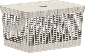 Cesto Organizador Grid c/Tampa 20L Bege (ref.CG350)