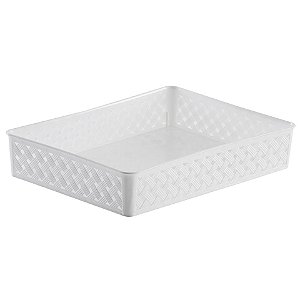 Cesto Organizador Rattan Branco 34 x 25 x 6,5 (ref.824)