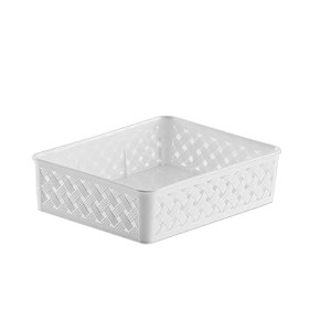 Cesto Organizador Rattan Branco 24 x 19 x 6,5 (ref.823)