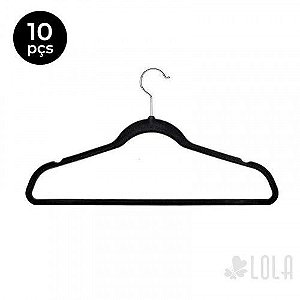 Cabide Adulto Lola Veludo Preto 45cm (Pacote c/10 unidades)