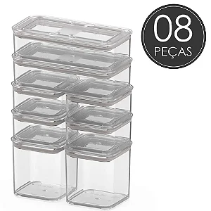 Kit Pote Hermético Modo Cristal c/8 peças