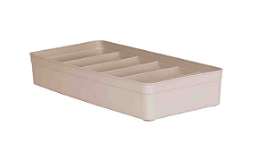 Organizador Modular Plástico Creme c/Divisórias 40,5 x 13,5 x 7,5 (ref.1908)