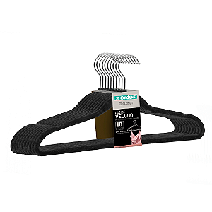 Cabide Adulto My Closet Veludo Preto 42cm (Pacote c/10 unidades)