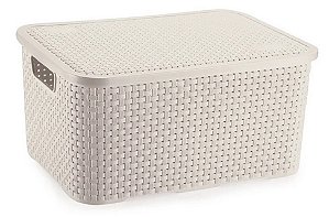 Cesto Organizador c/Tampa Rattan Branco G 16L (ref.069/B)