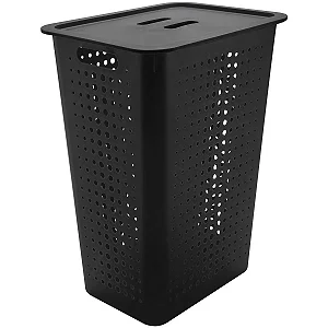 Cesta De Roupas Com Tampa 47 Litros Preto (ref.CO570)