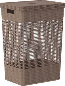 Cesto de Roupas Grid c/Tampa 49L Marrom Amêndoa (ref.CG450MRAF)