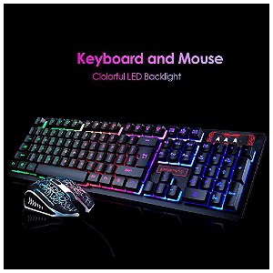 Kit teclado mouse gamer semi mecânico LED rgb USB