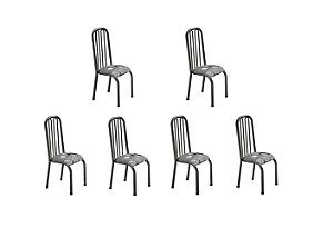 Conjunto 6 Cadeiras Gabi Ref 260/15 Madmelos Preto 102x39x47