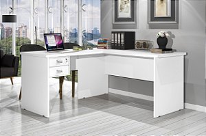Mesa para Computador Office Taurus Montagem em L Branca J&A Móveis 150x60x74
